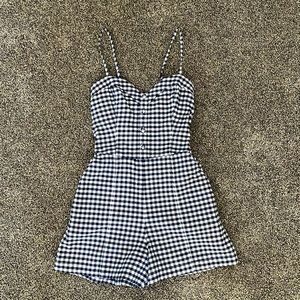 Blue Gingham Romper by A&F